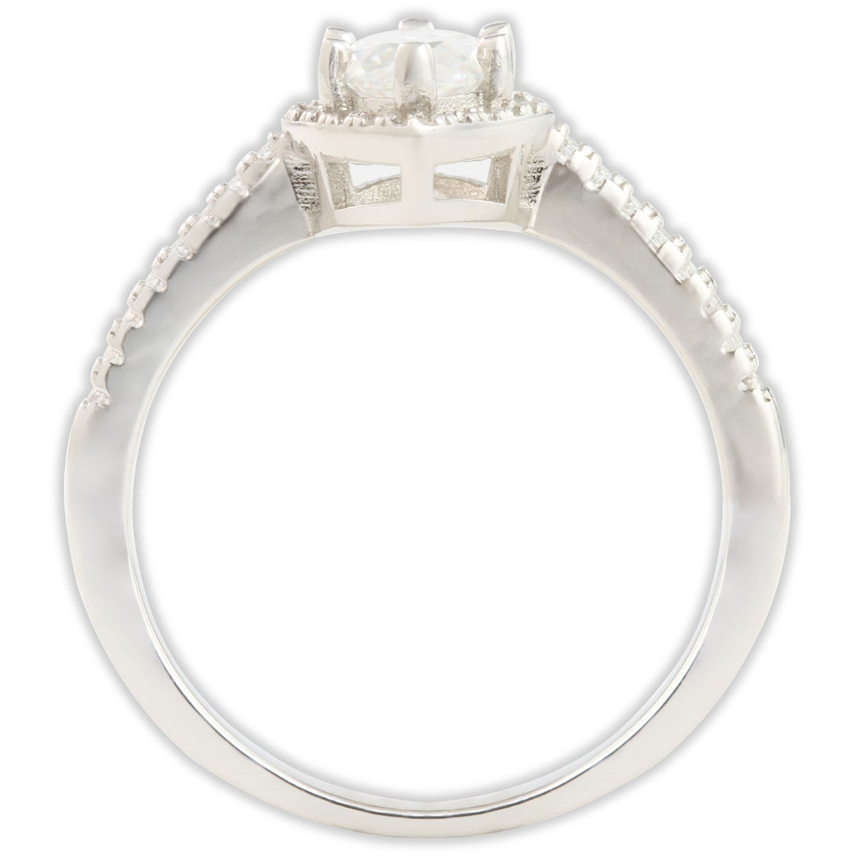 White Gold 1ct Marquise Moissanite Slimline Dazzle Ring