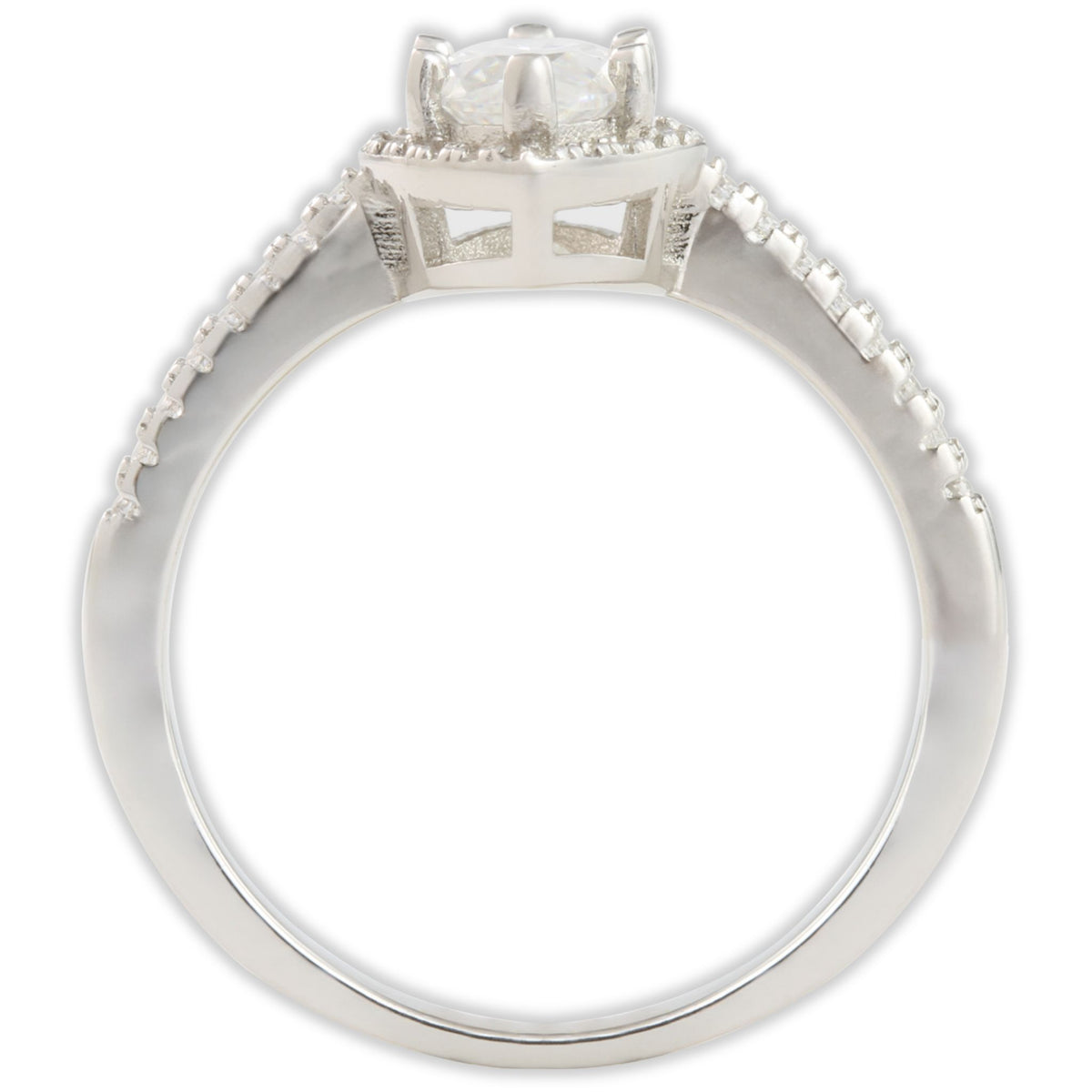 White Gold 1ct Marquise Moissanite Slimline Dazzle Ring