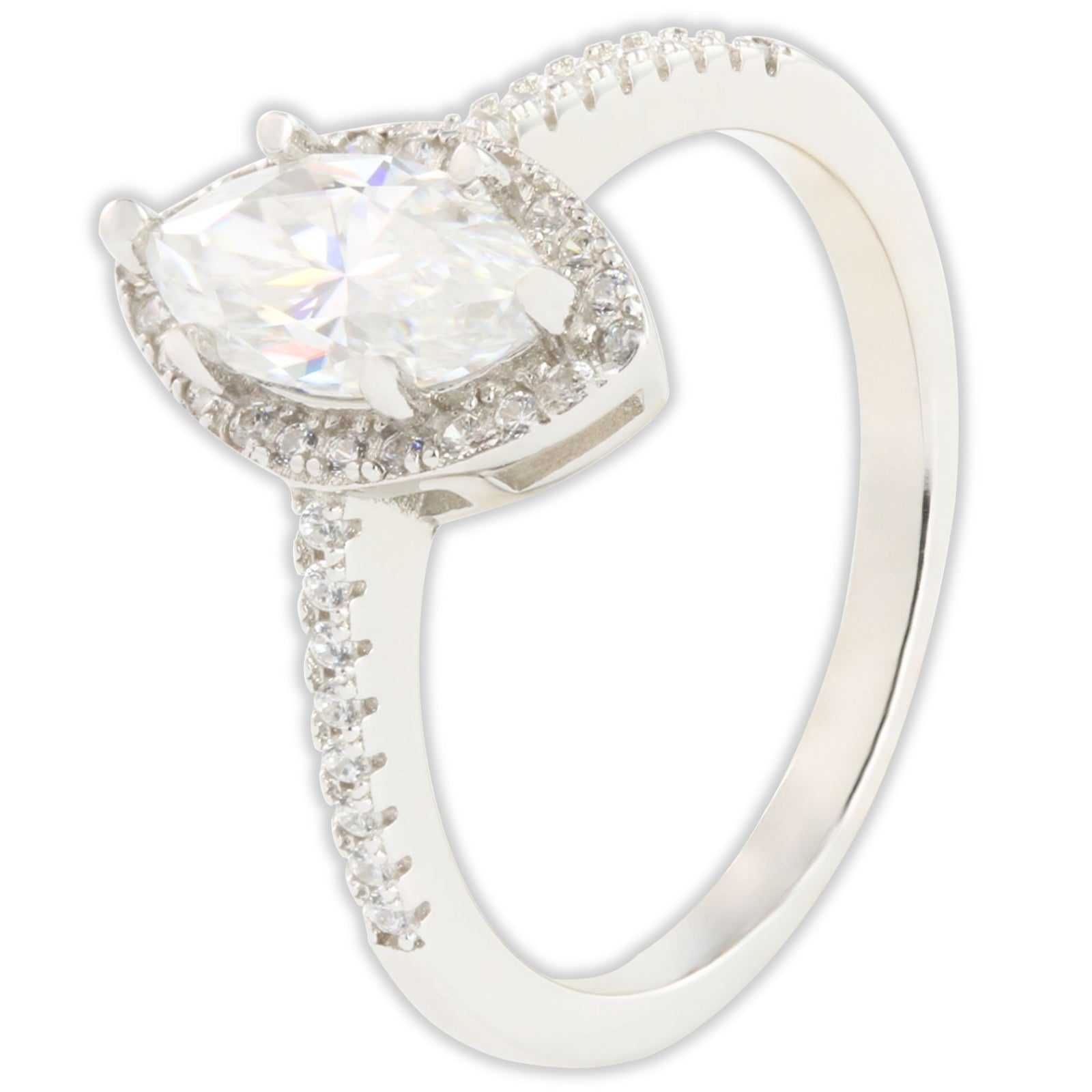White Gold 1ct Marquise Moissanite Slimline Dazzle Ring
