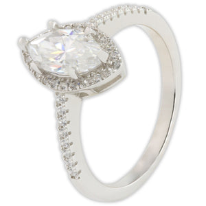 White Gold 1ct Marquise Moissanite Slimline Dazzle Ring