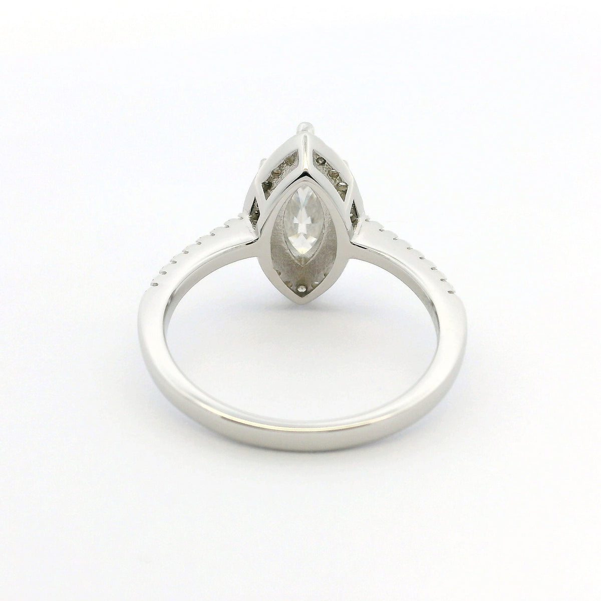 White Gold 1ct Marquise Moissanite Slimline Dazzle Ring