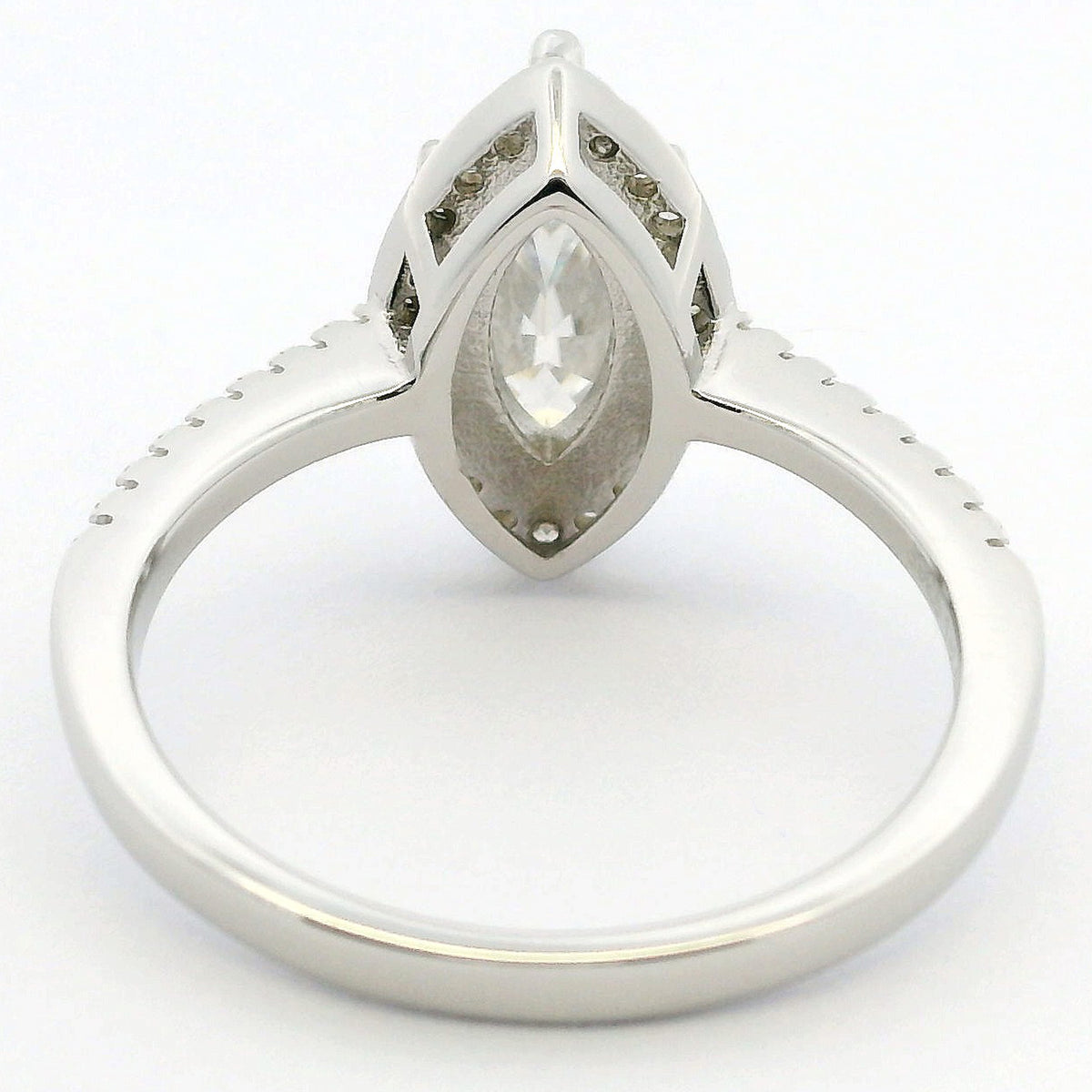 1ct Marquise Moissanite Engagement Ring | White Gold Slimline Dazzle