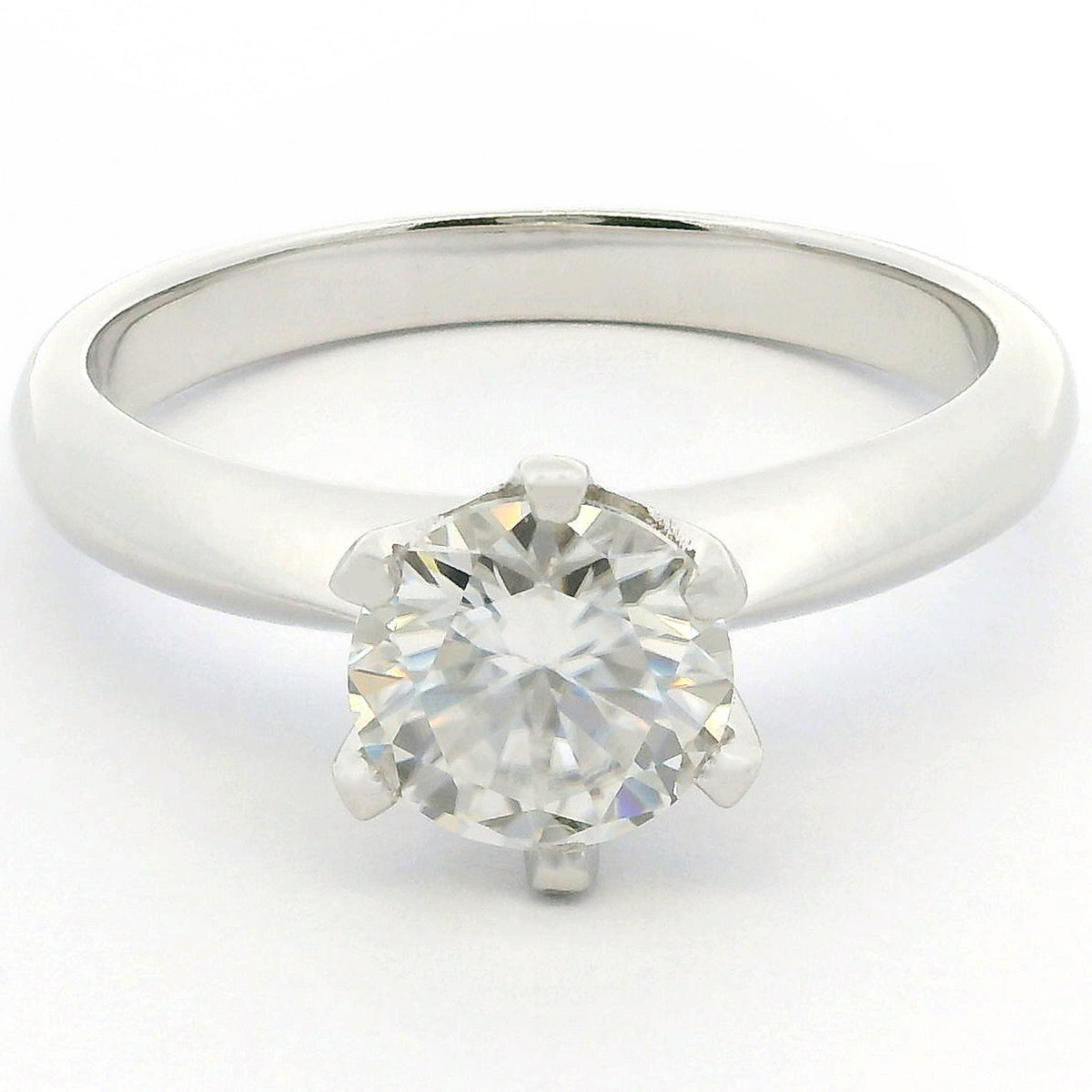 1ct Round Brilliant Moissanite Solitaire Engagement Ring | White Gold Dazzle Ring