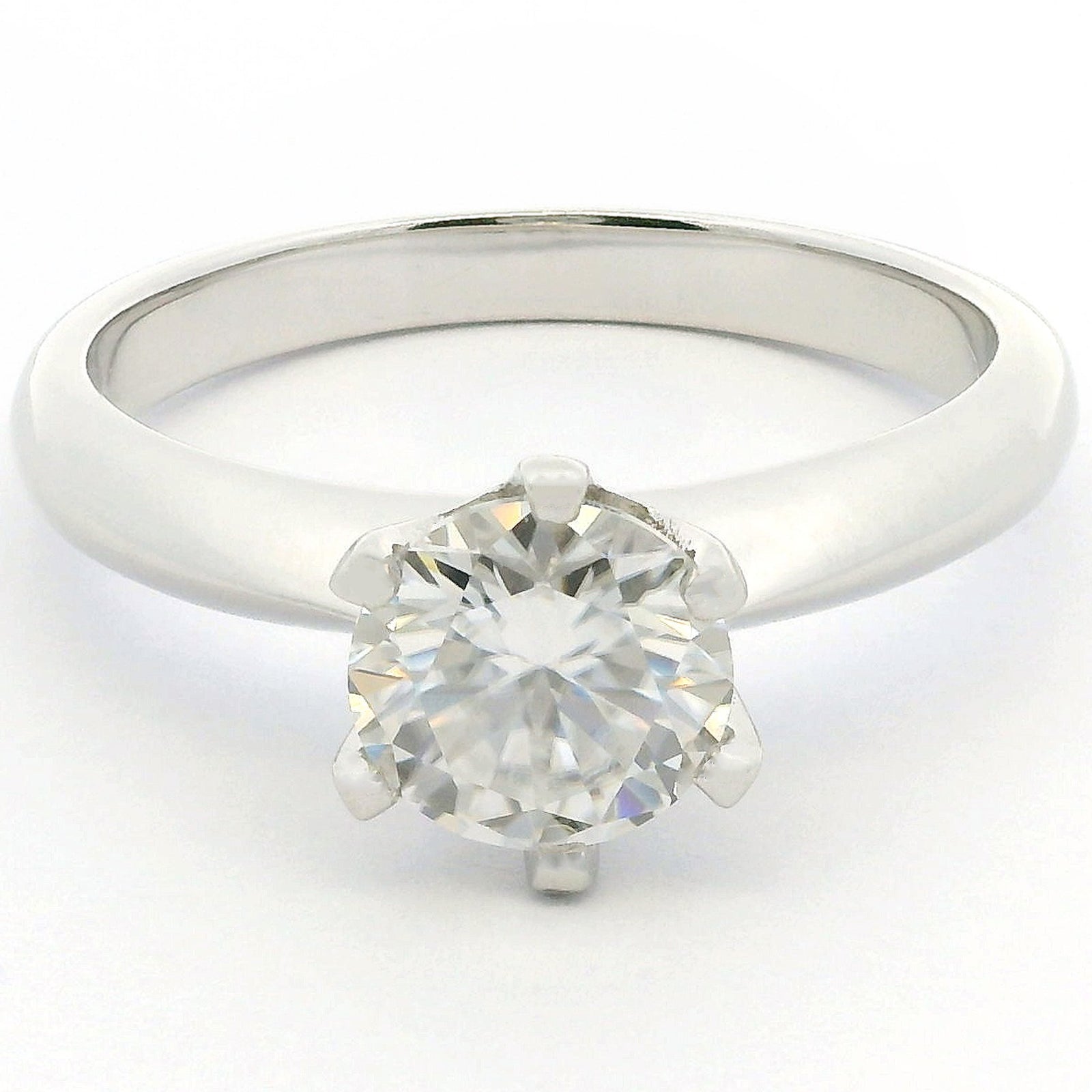 1ct Round Brilliant Moissanite Solitaire Engagement Ring | White Gold Dazzle Ring