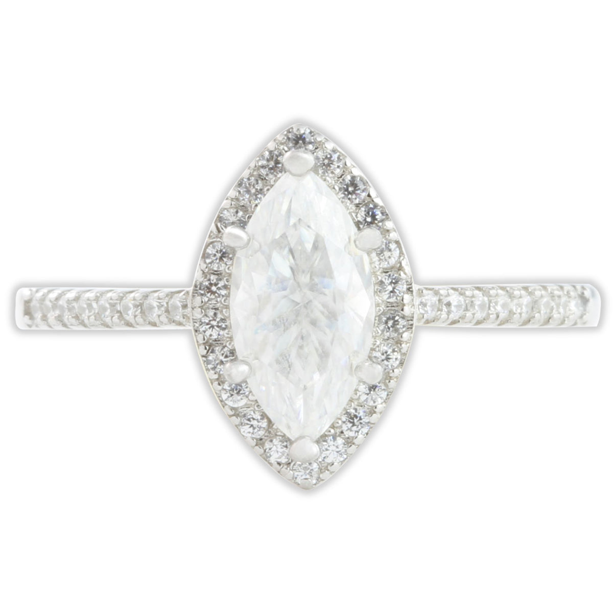 White Gold 1ct Marquise Moissanite Slimline Dazzle Ring