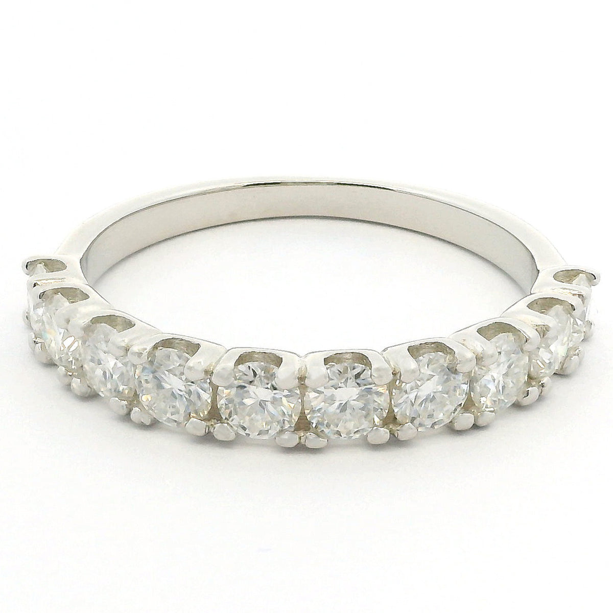 1ct Round Moissanite Half Eternity Ring | White Gold Dazzle Ring