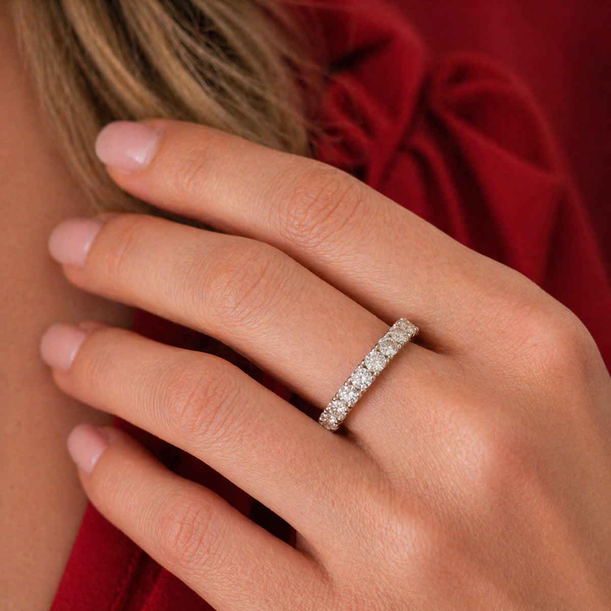 White Gold 1ct Moissanite Half Eternity Dazzle Ring