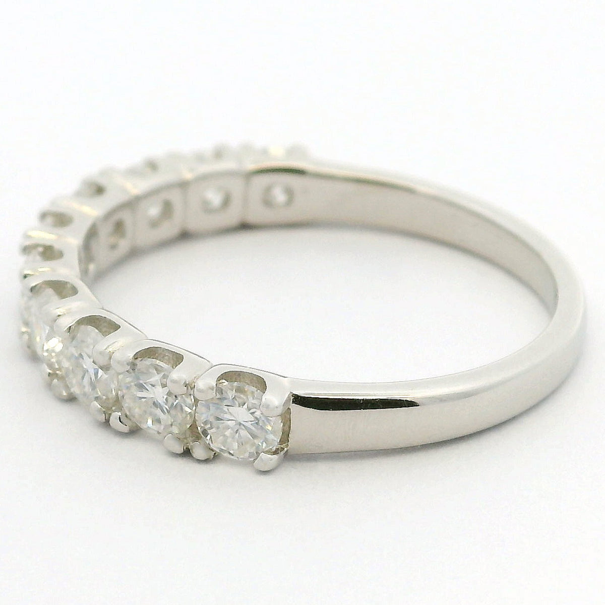 1ct Round Moissanite Half Eternity Ring | White Gold Dazzle Ring