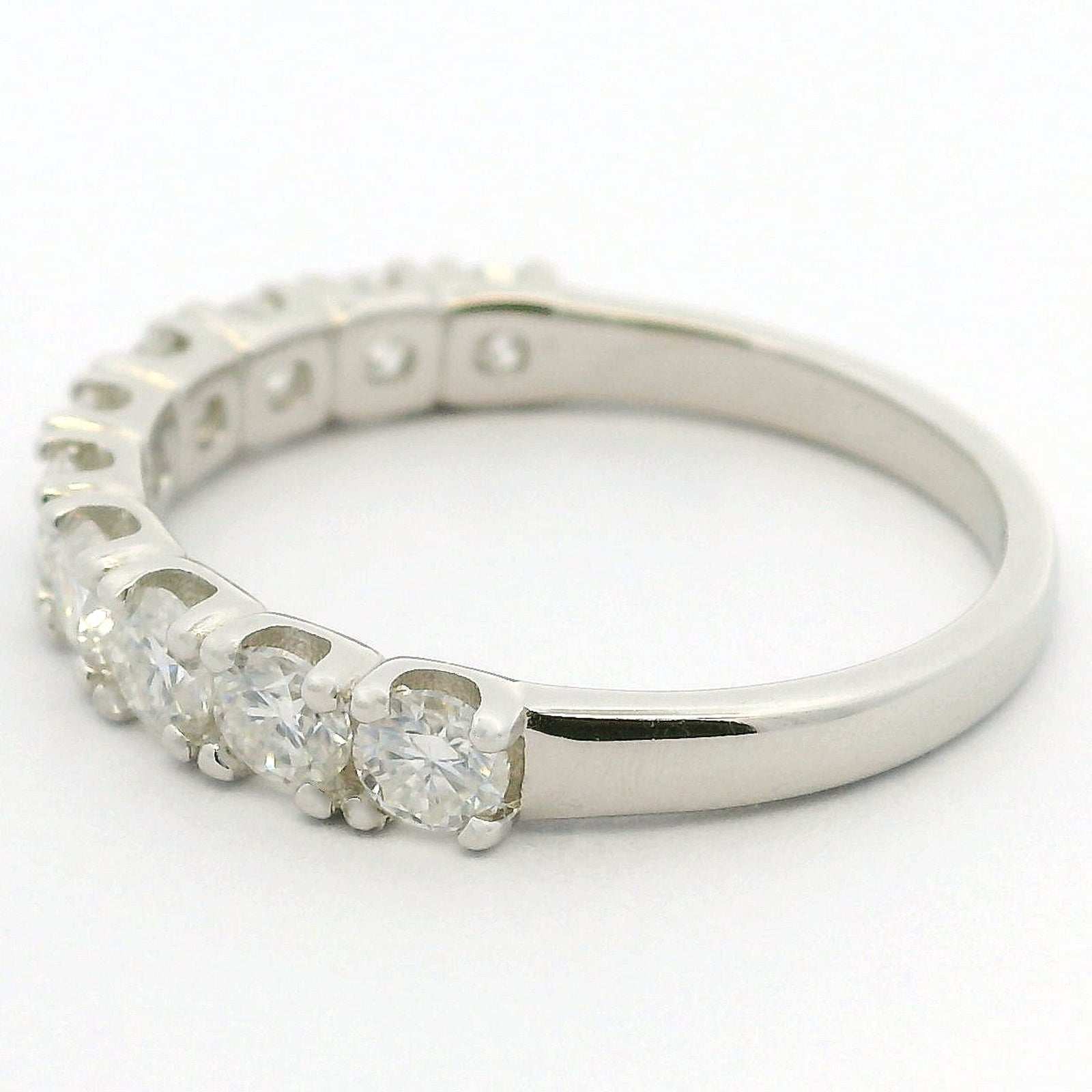 1ct Round Moissanite Half Eternity Ring | White Gold Dazzle Ring