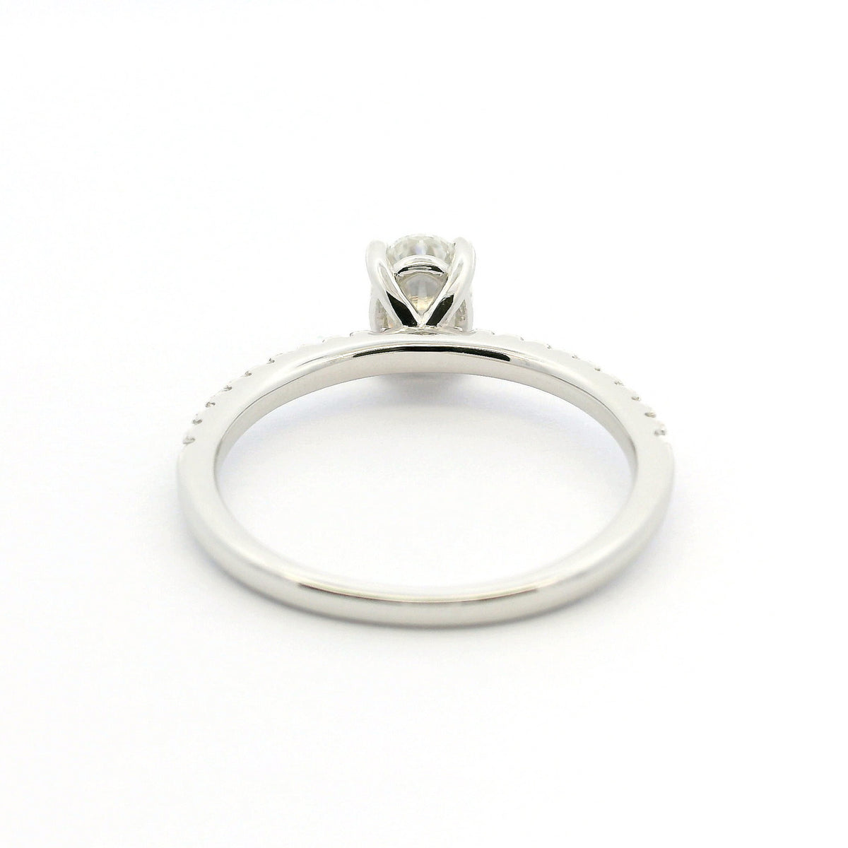 1ct Oval Moissanite Engagement Ring | White Gold Slimline Dazzle Ring