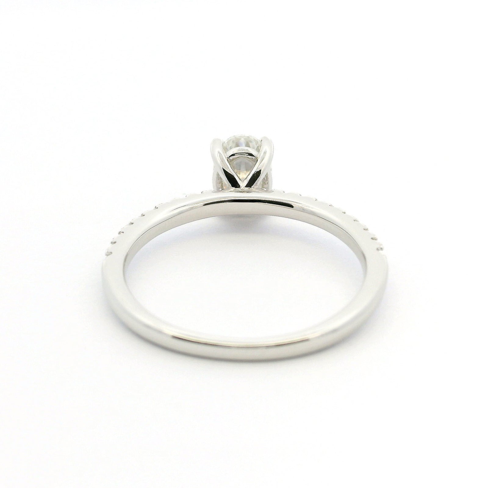 1ct Oval Moissanite Engagement Ring | White Gold Slimline Dazzle Ring