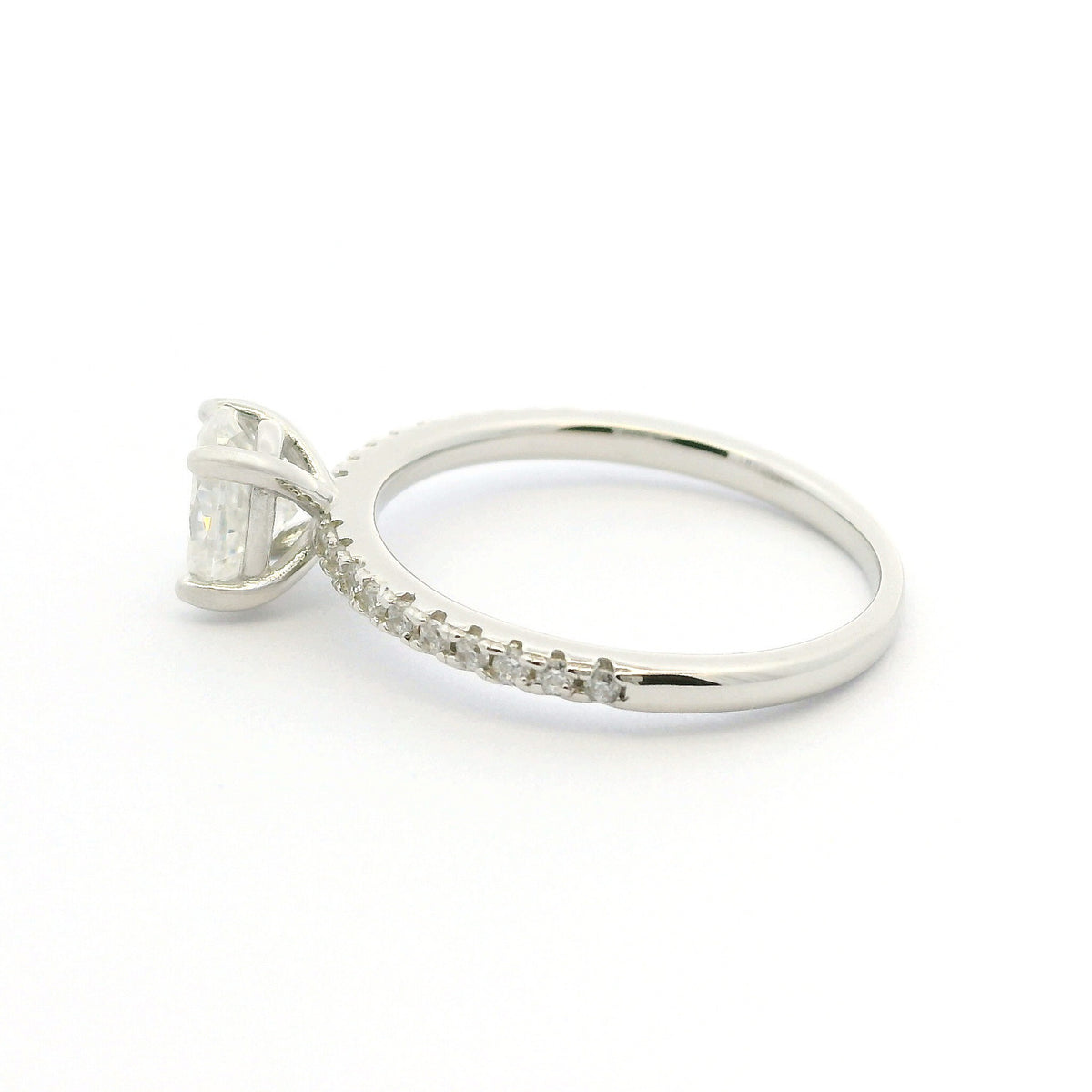 1ct Oval Moissanite Engagement Ring | White Gold Slimline Dazzle Ring