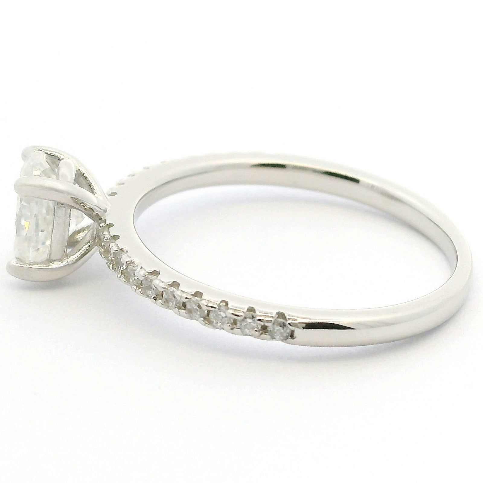 1ct Oval Moissanite Engagement Ring | White Gold Slimline Dazzle Ring