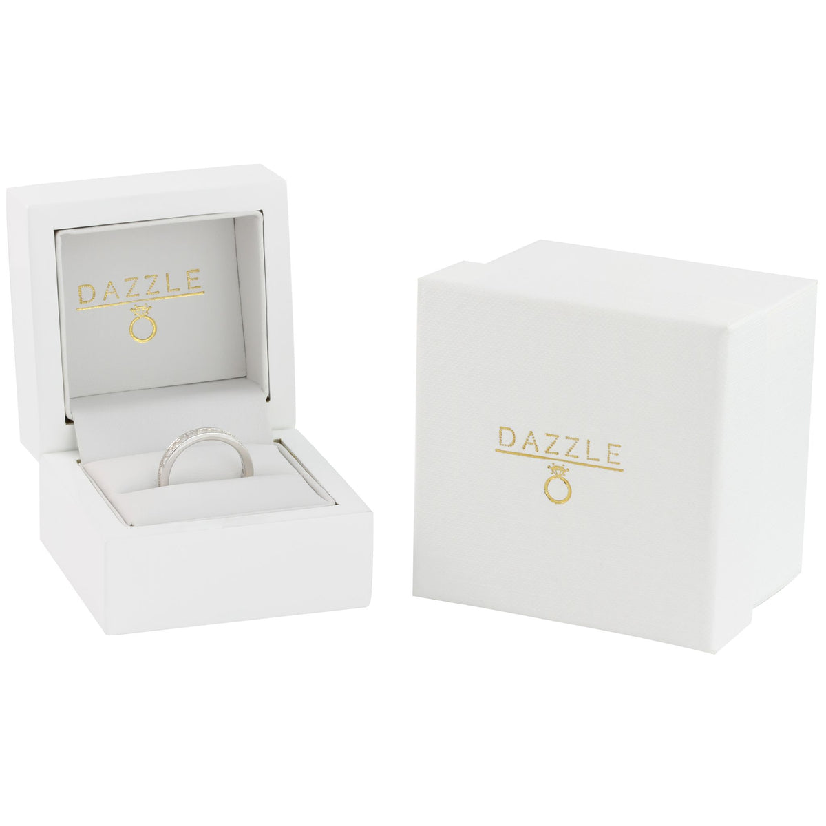 White Gold 1ct Round Moissanite Full Eternity Dazzle Ring