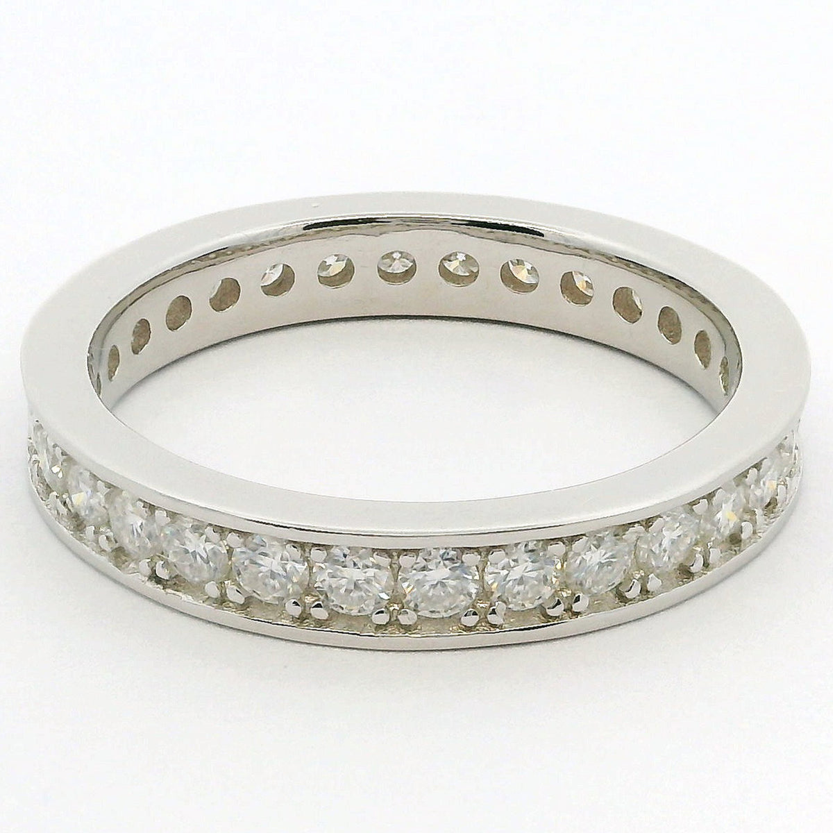 1ct Round Moissanite Full Eternity Ring | White Gold Wide Dazzle Ring
