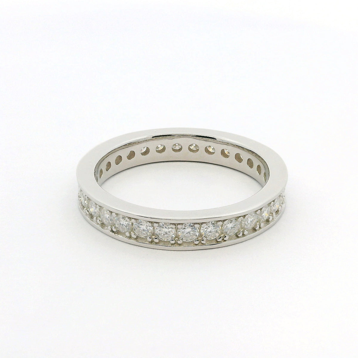 White Gold 1ct Round Moissanite Full Eternity Dazzle Ring