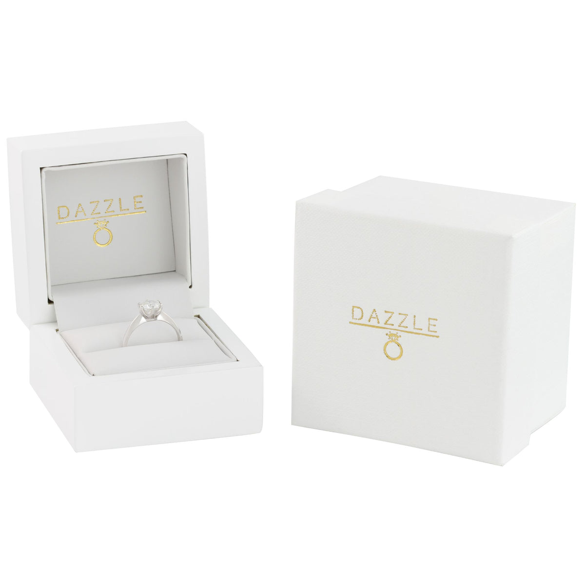 White Gold 1ct Round Moissanite Solitaire Dazzle Ring