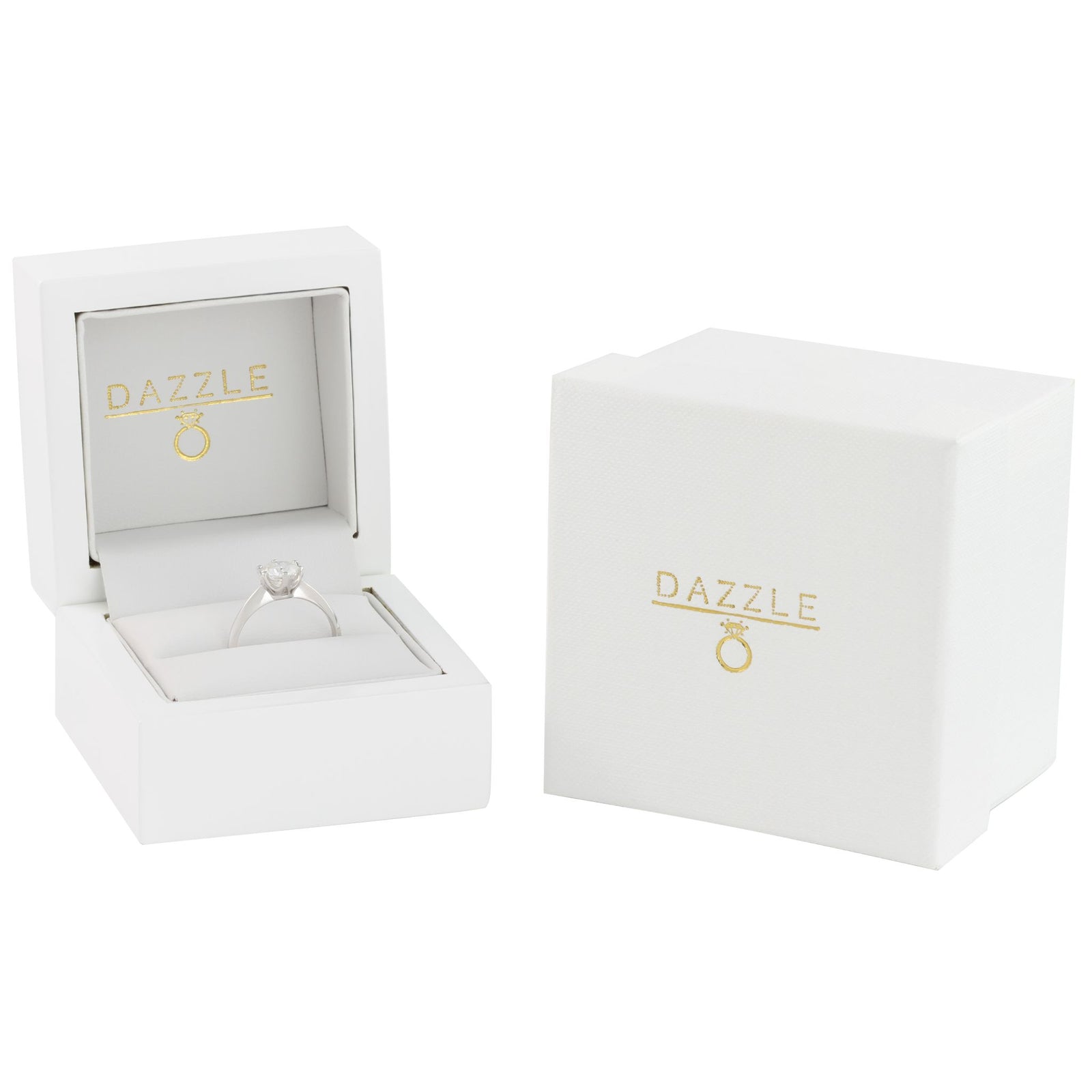 White Gold 1ct Round Moissanite Solitaire Dazzle Ring