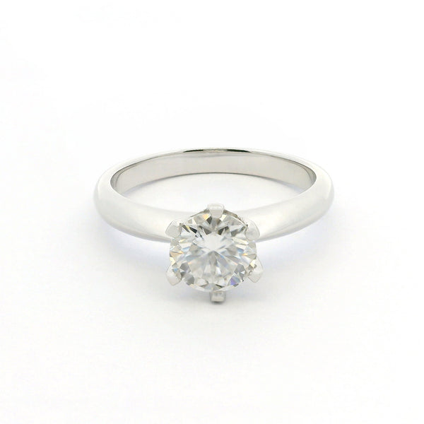 White Gold 1ct Round Moissanite Solitaire Dazzle Ring