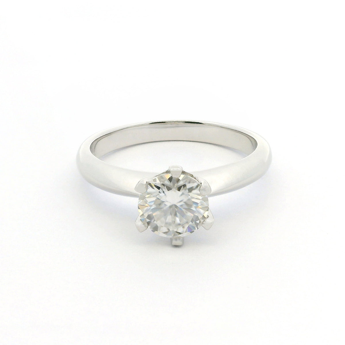 White Gold 1ct Round Moissanite Solitaire Dazzle Ring