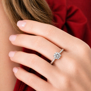 White Gold 1ct Round Moissanite Solitaire Dazzle Ring