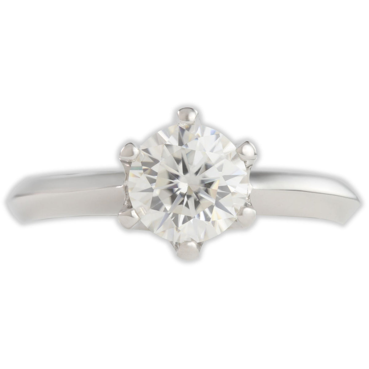 White Gold 1ct Round Moissanite Solitaire Dazzle Ring