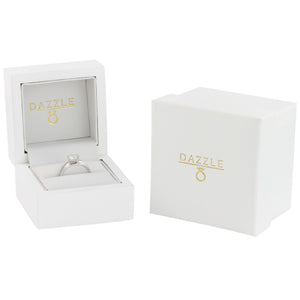 White Gold 1ct Round Moissanite Wide Dazzle Ring