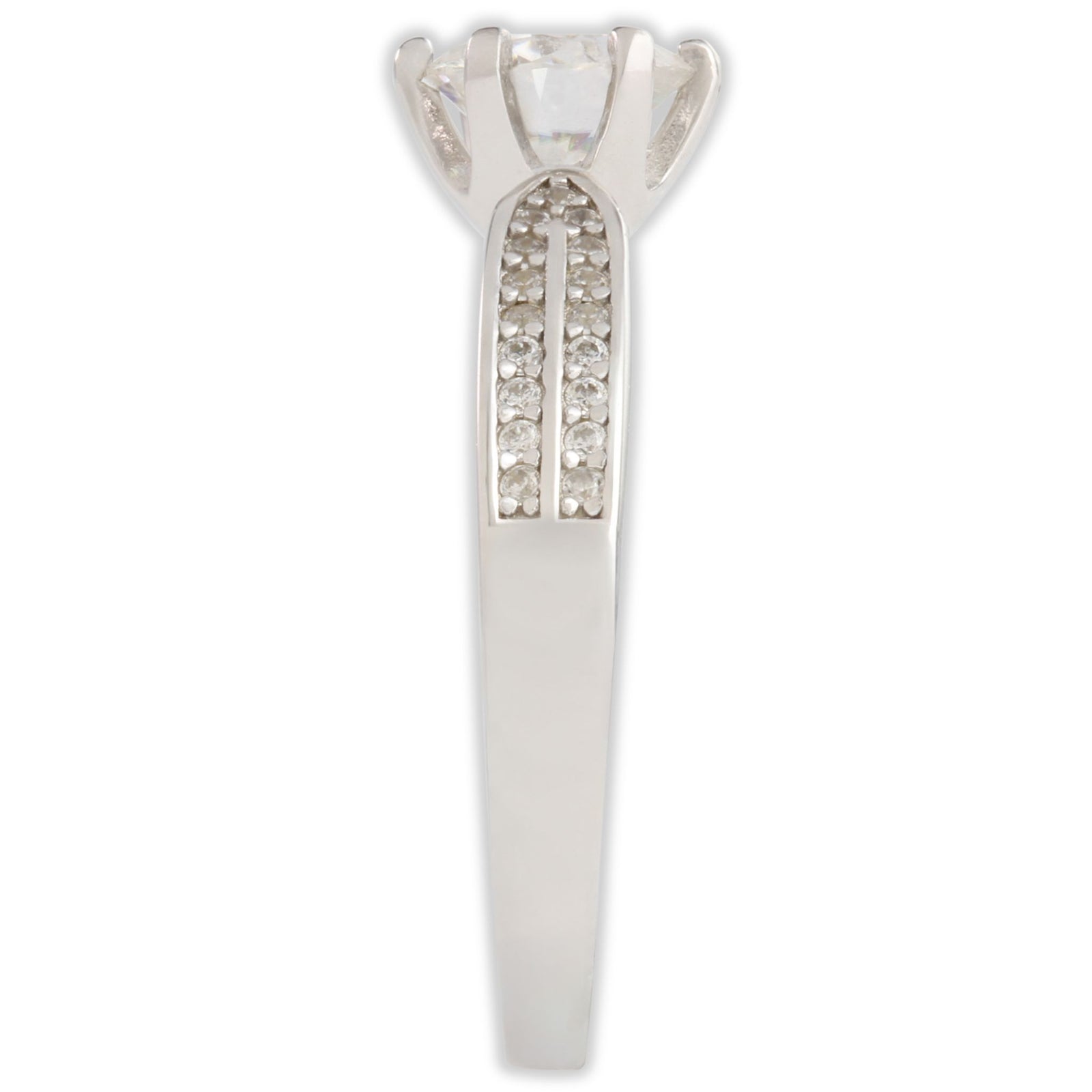 White Gold 1ct Round Moissanite Wide Dazzle Ring