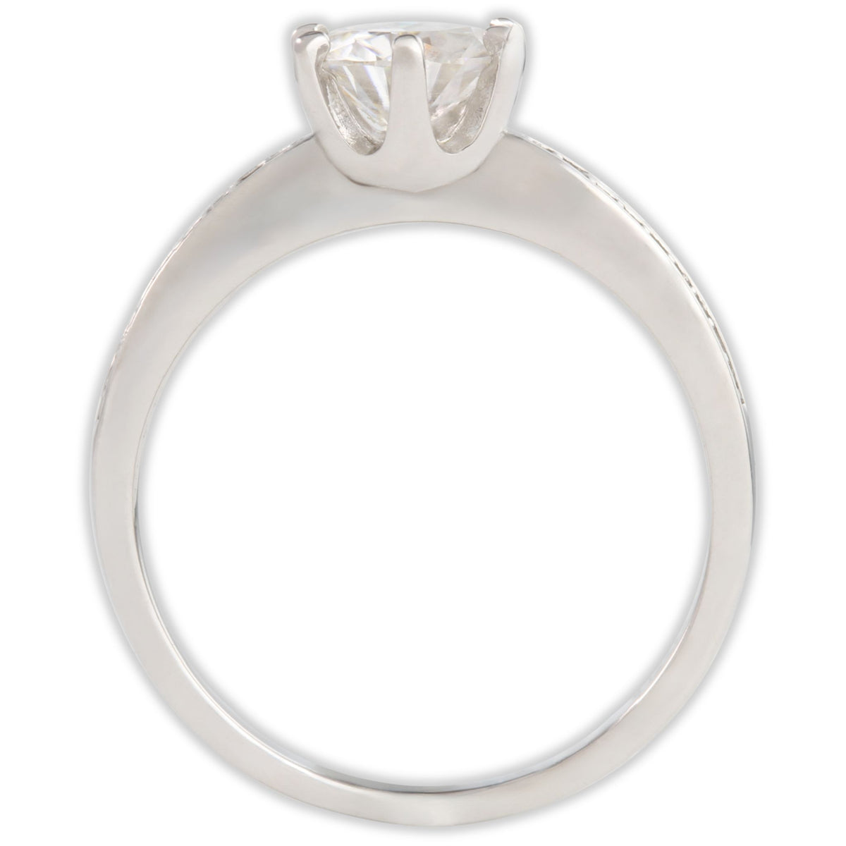 White Gold 1ct Round Moissanite Wide Dazzle Ring