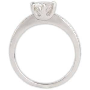 White Gold 1ct Round Moissanite Wide Dazzle Ring