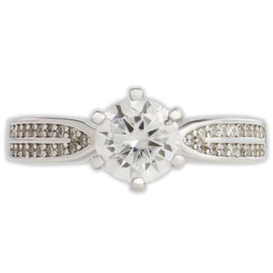 White Gold 1ct Round Moissanite Wide Dazzle Ring