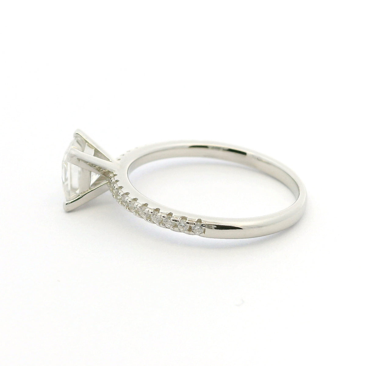 1ct Princess Cut Moissanite Engagement Ring | White Gold Slimline Dazzle Ring