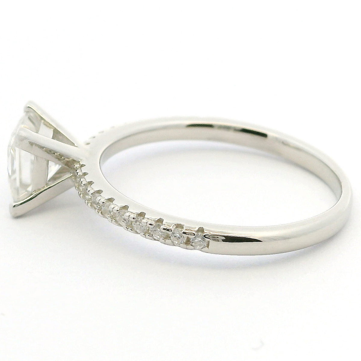 1ct Princess Cut Moissanite Engagement Ring | White Gold Slimline Dazzle Ring