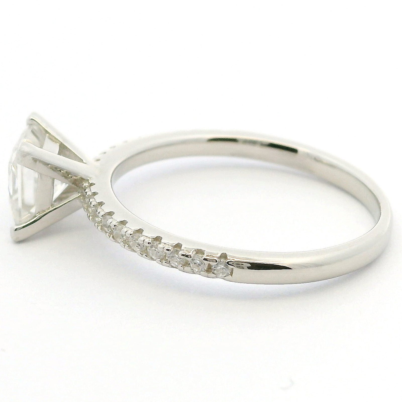 1ct Princess Cut Moissanite Engagement Ring | White Gold Slimline Dazzle Ring