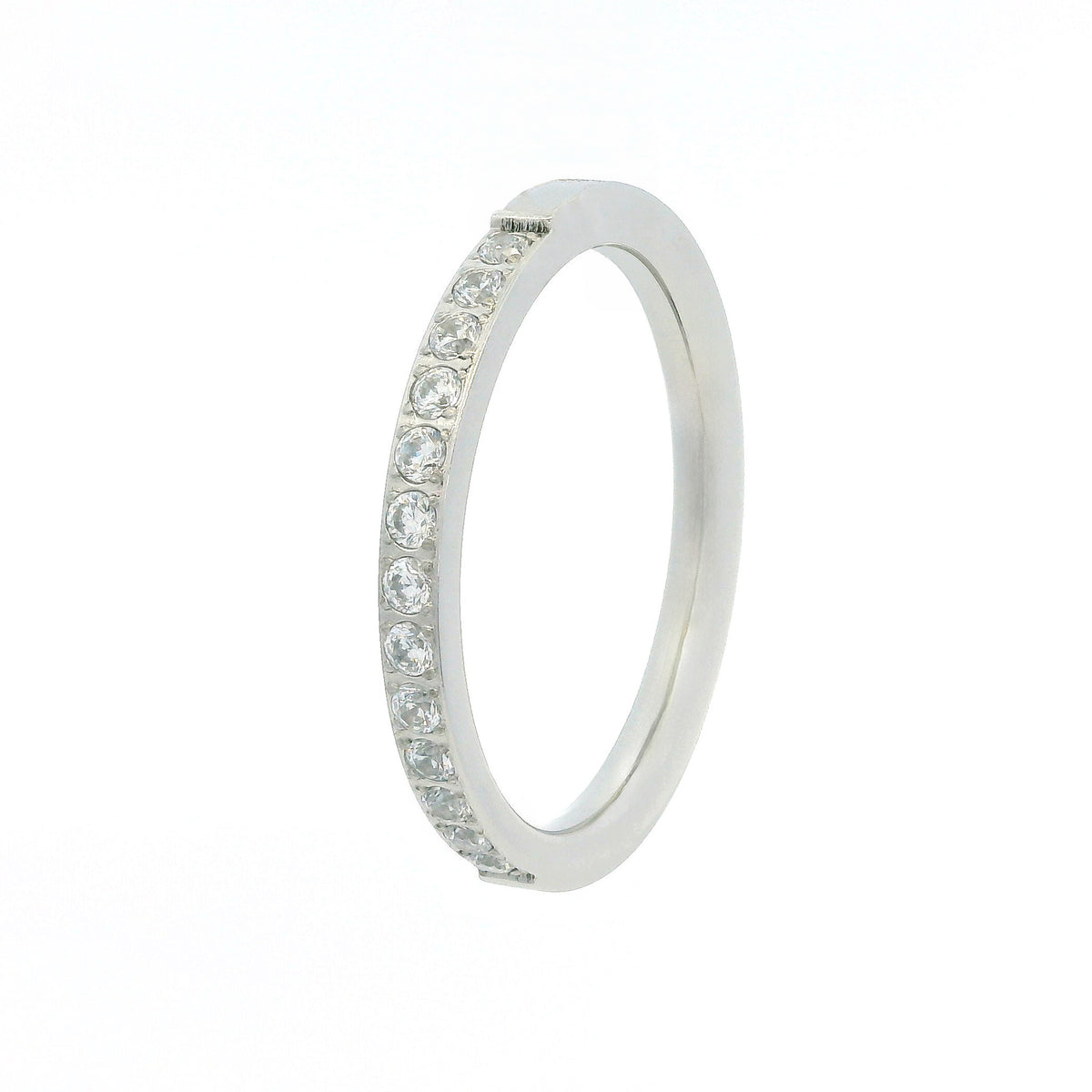 2mm White Gold Half Glitz Eternity Ring | Cubic Zirconia Stacking Ring