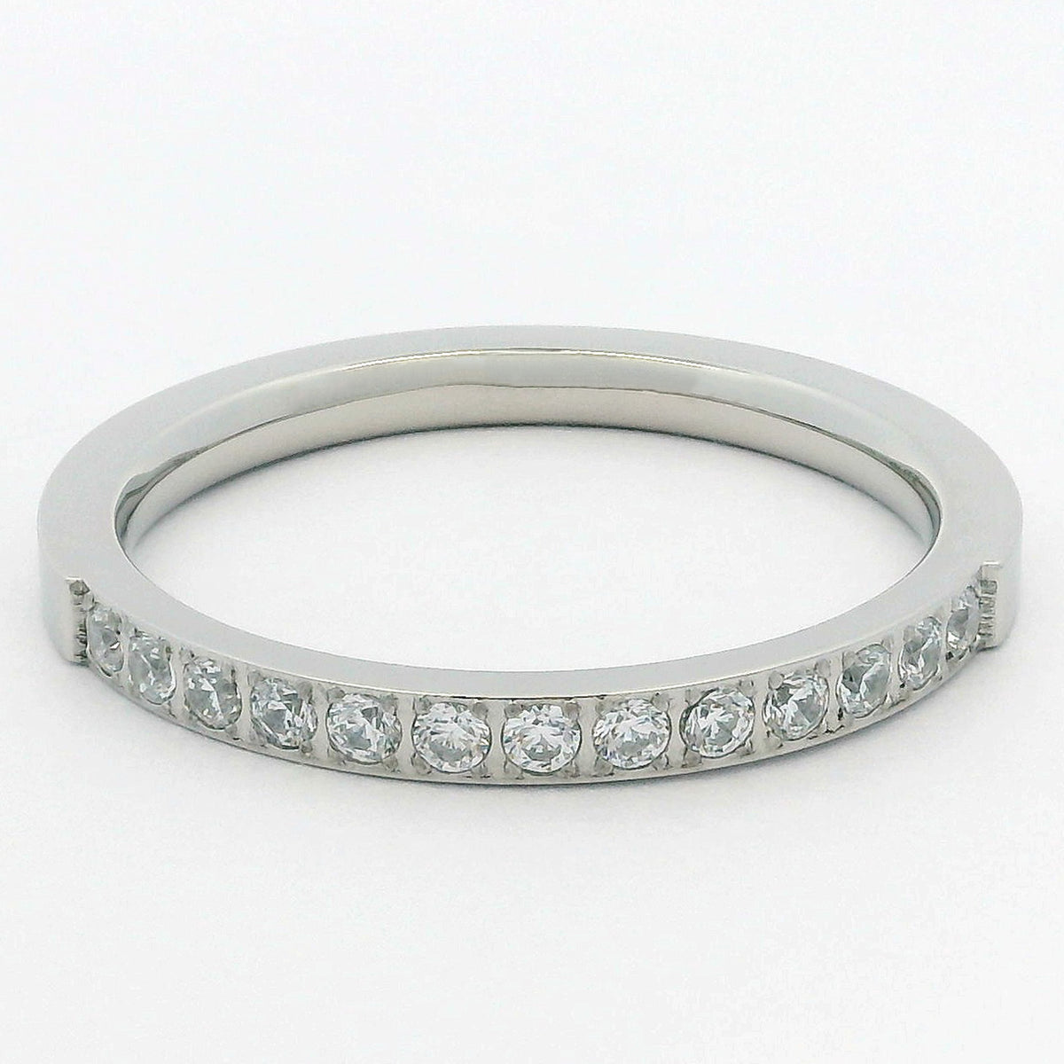 2mm White Gold Half Glitz Eternity Ring | Cubic Zirconia Stacking Ring