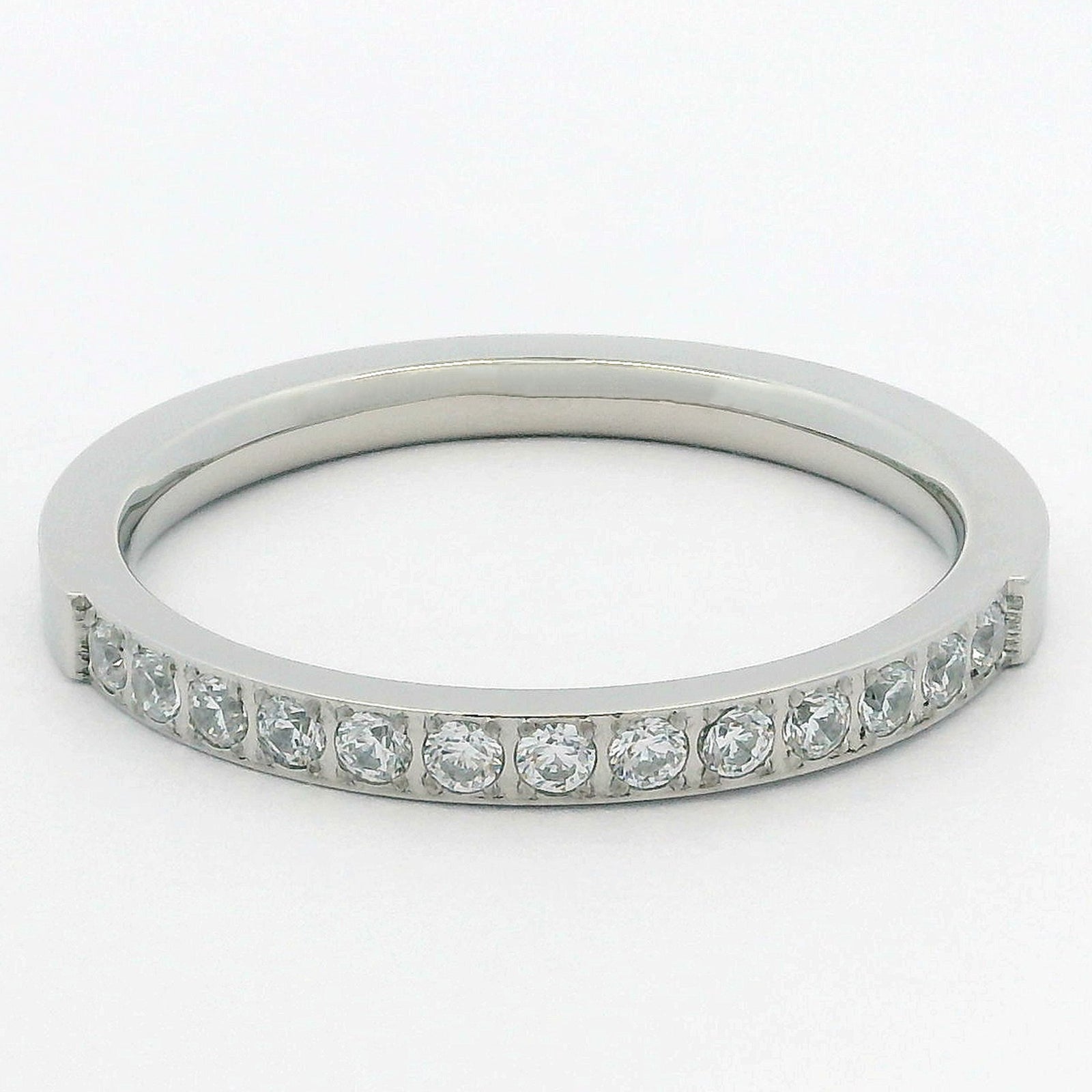 2mm White Gold Half Glitz Eternity Ring | Cubic Zirconia Stacking Ring