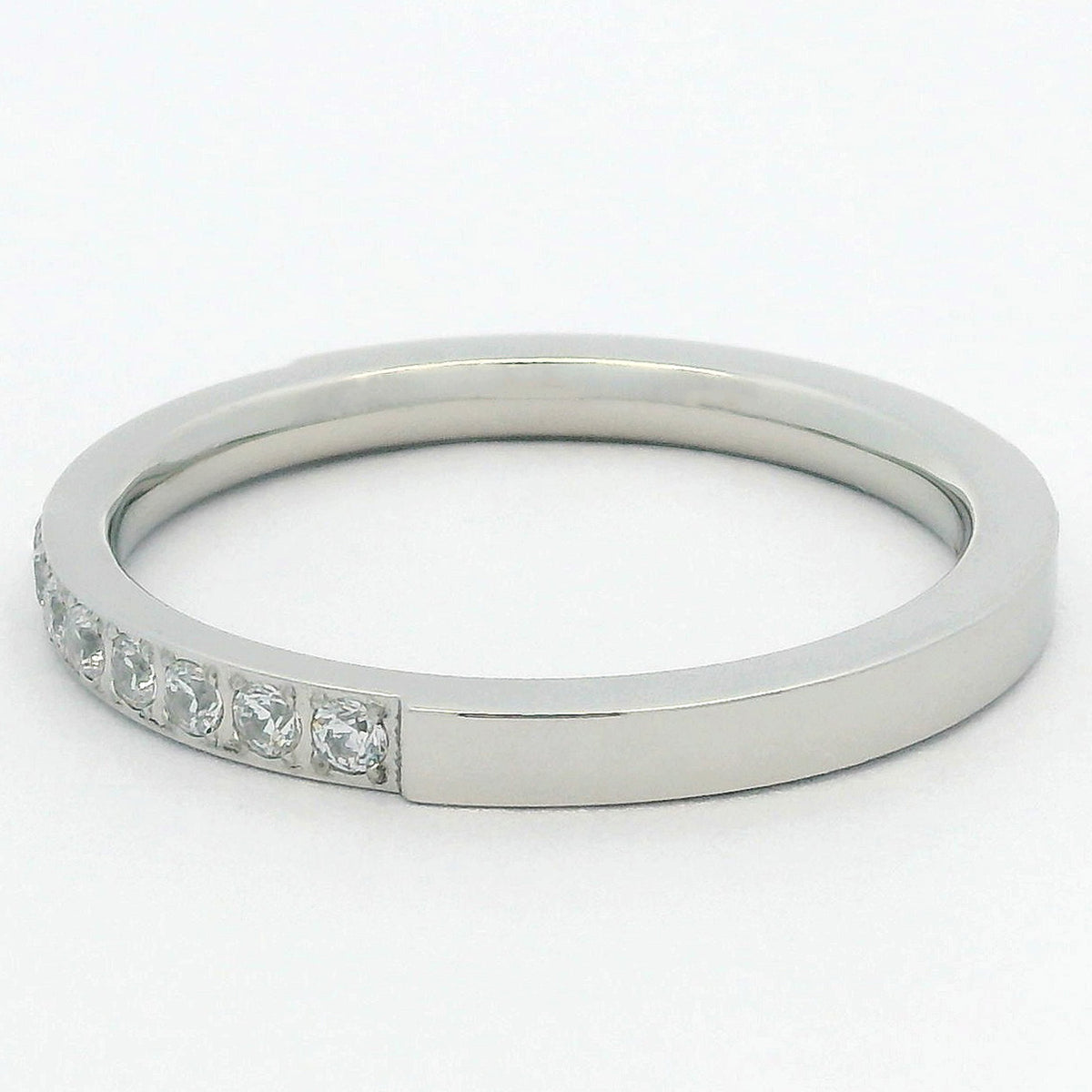 2mm White Gold Half Glitz Eternity Ring | Cubic Zirconia Stacking Ring
