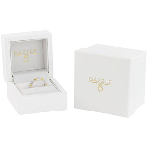 White Gold 3ct Moissanite Golden Kisses Eternity Dazzle Ring