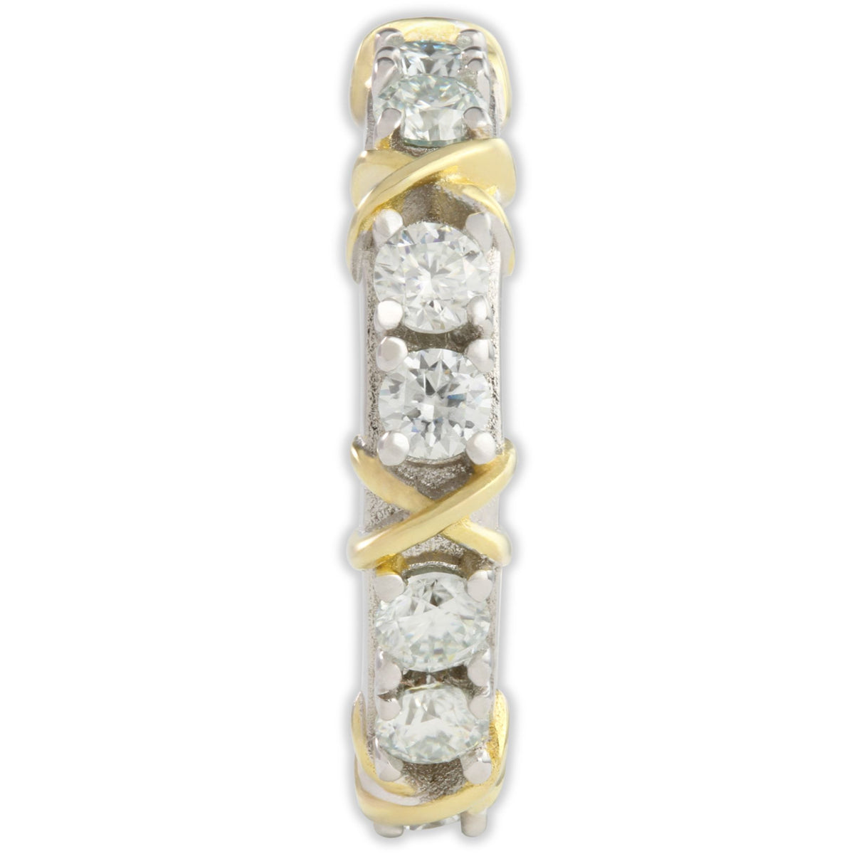 White Gold 3ct Moissanite Golden Kisses Eternity Dazzle Ring