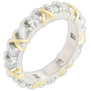 White Gold 3ct Moissanite Golden Kisses Eternity Dazzle Ring