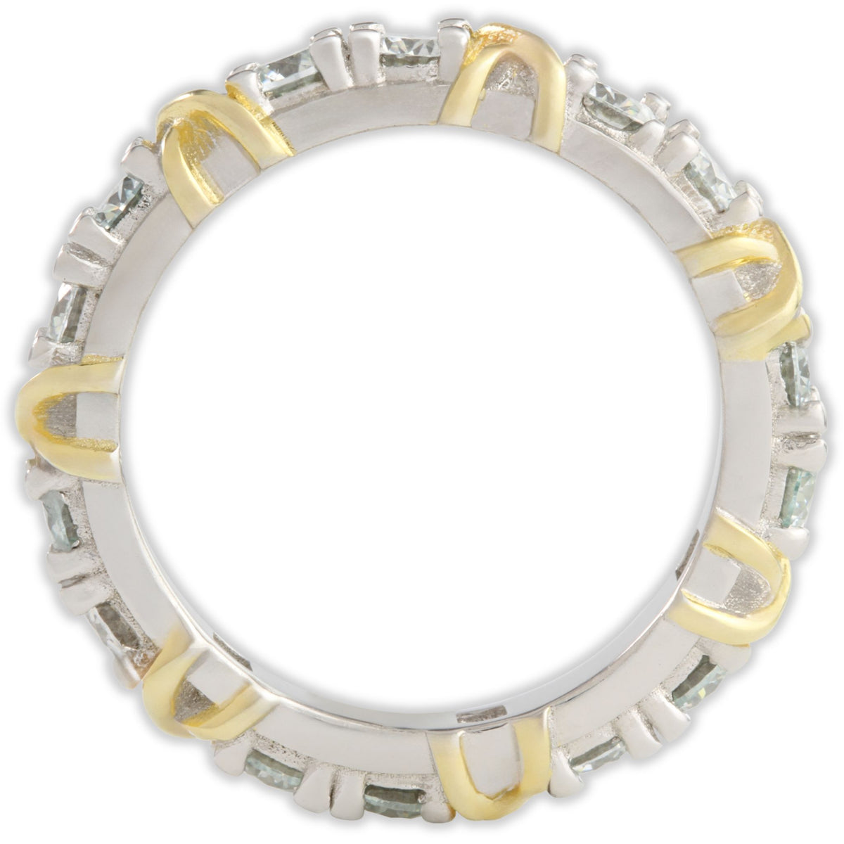 White Gold 3ct Moissanite Golden Kisses Eternity Dazzle Ring