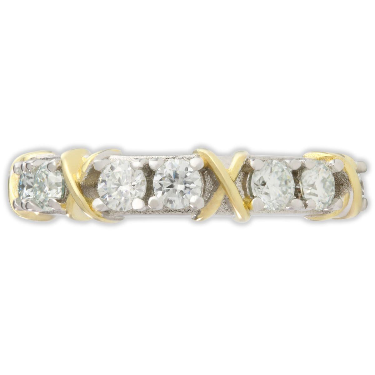 White Gold 3ct Moissanite Golden Kisses Eternity Dazzle Ring