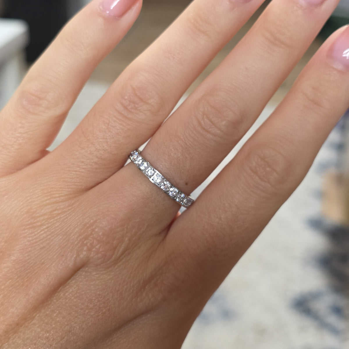 3mm White Gold Full Glitz Eternity Ring | Cubic Zirconia Stacking Ring