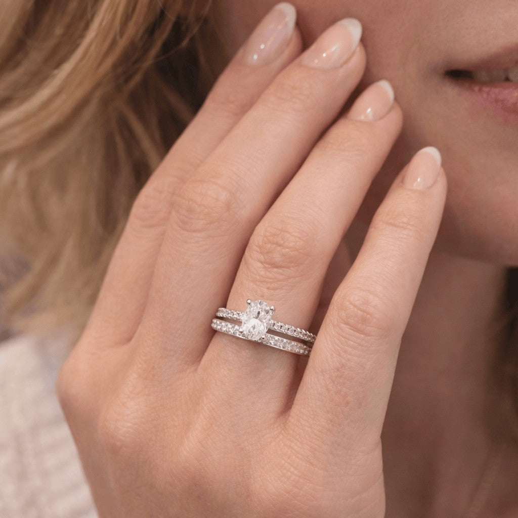 3mm White Gold Full Glitz Eternity Ring | Cubic Zirconia Stacking Ring