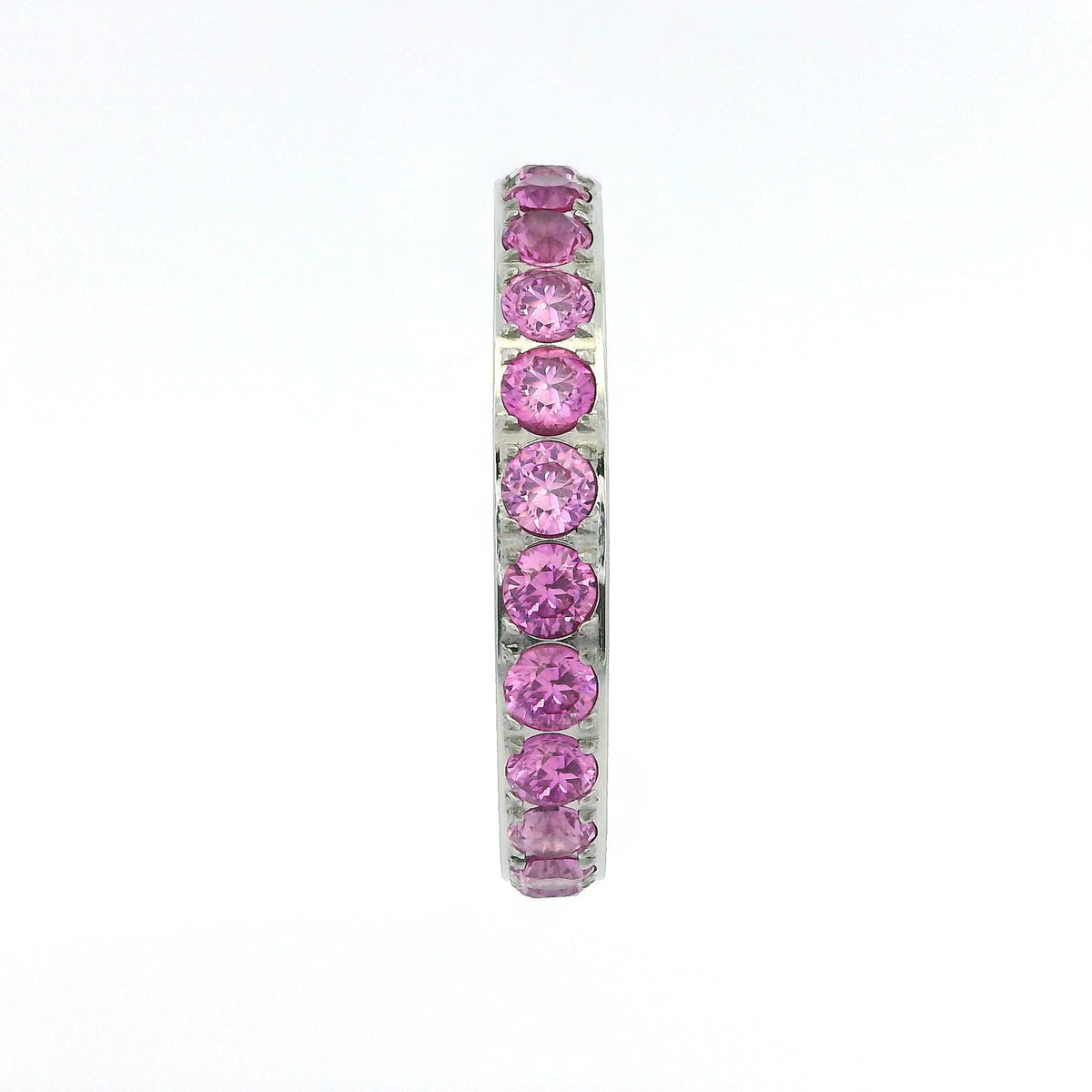 3mm White Gold 3mm Full Glitz Eternity Ring | Bold Pink Cubic Zirconia Stacking Ring