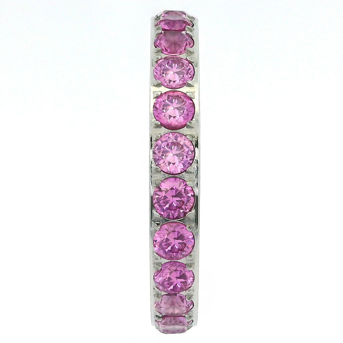 3mm White Gold 3mm Full Glitz Eternity Ring | Bold Pink Cubic Zirconia Stacking Ring