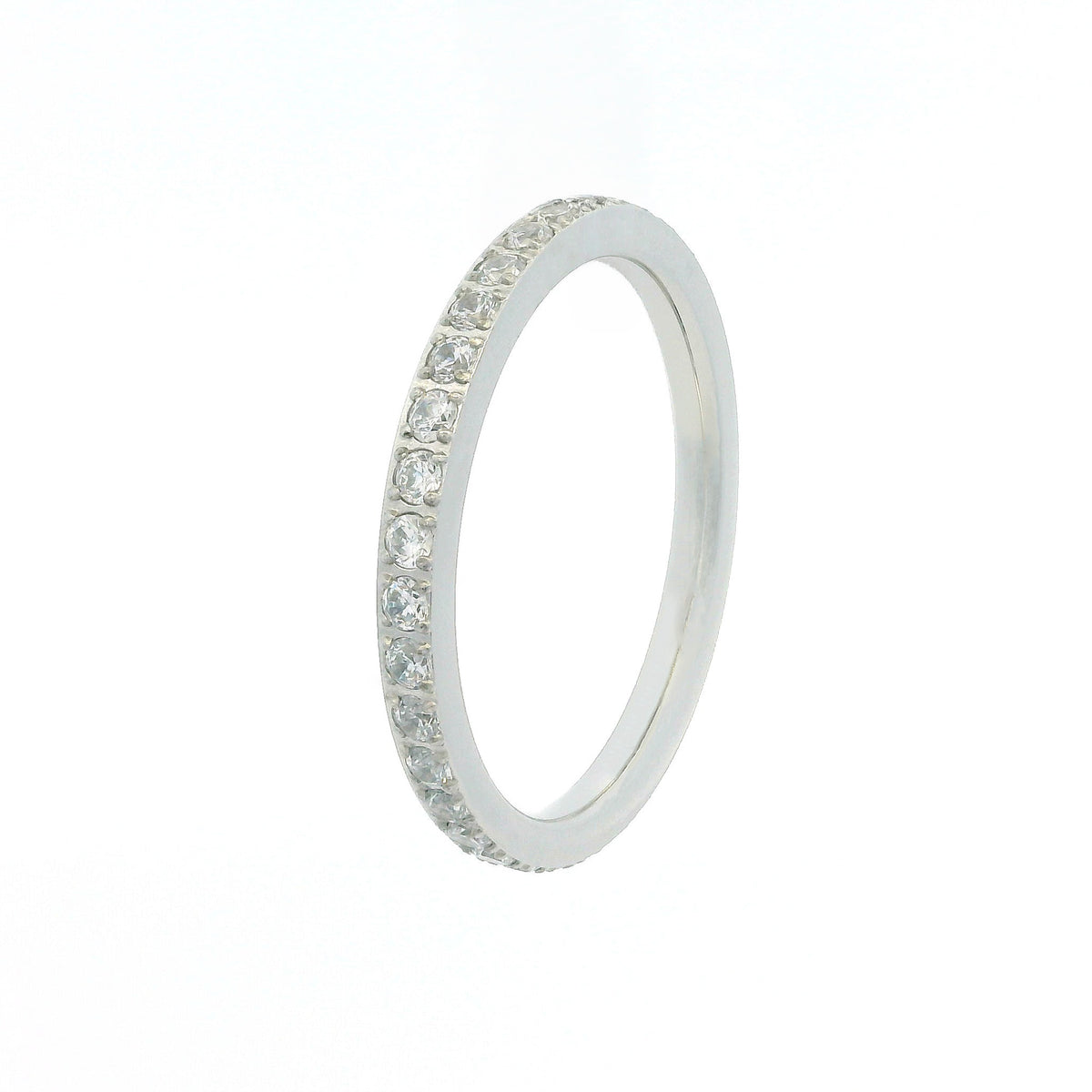 2mm White Gold Full Glitz Eternity Ring | Cubic Zirconia Stacking Ring
