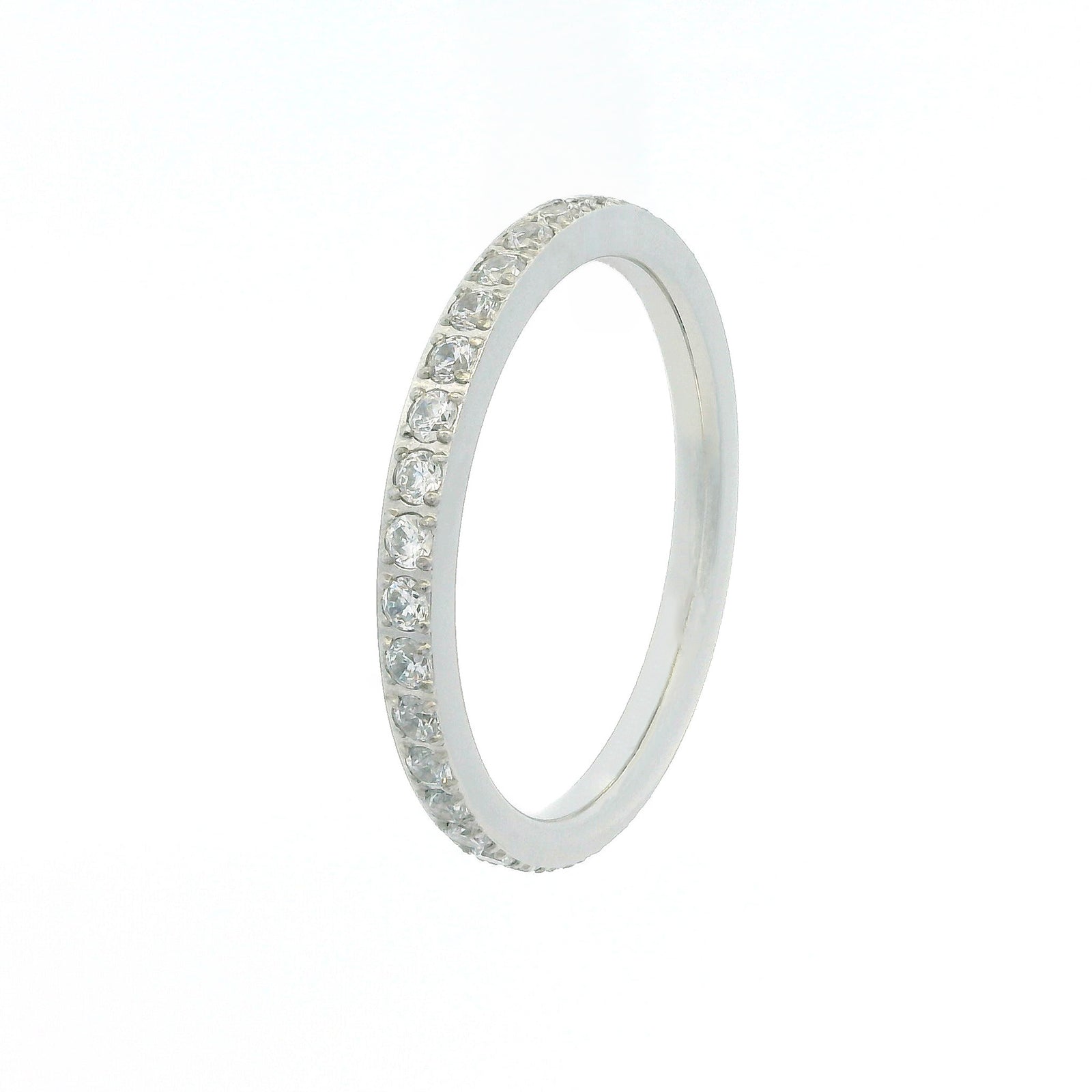 2mm White Gold Full Glitz Eternity Ring | Cubic Zirconia Stacking Ring