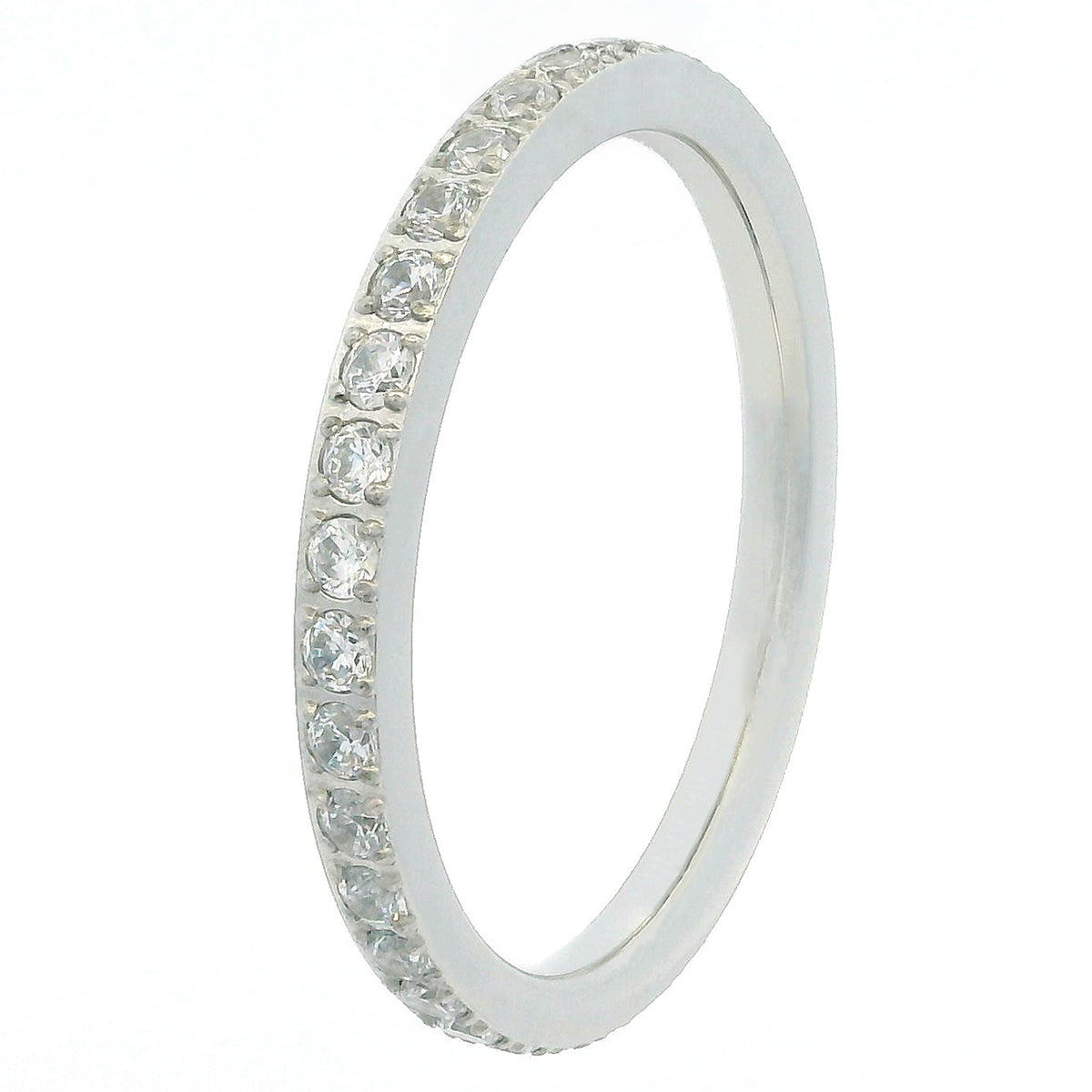 2mm White Gold Full Glitz Eternity Ring | Cubic Zirconia Stacking Ring